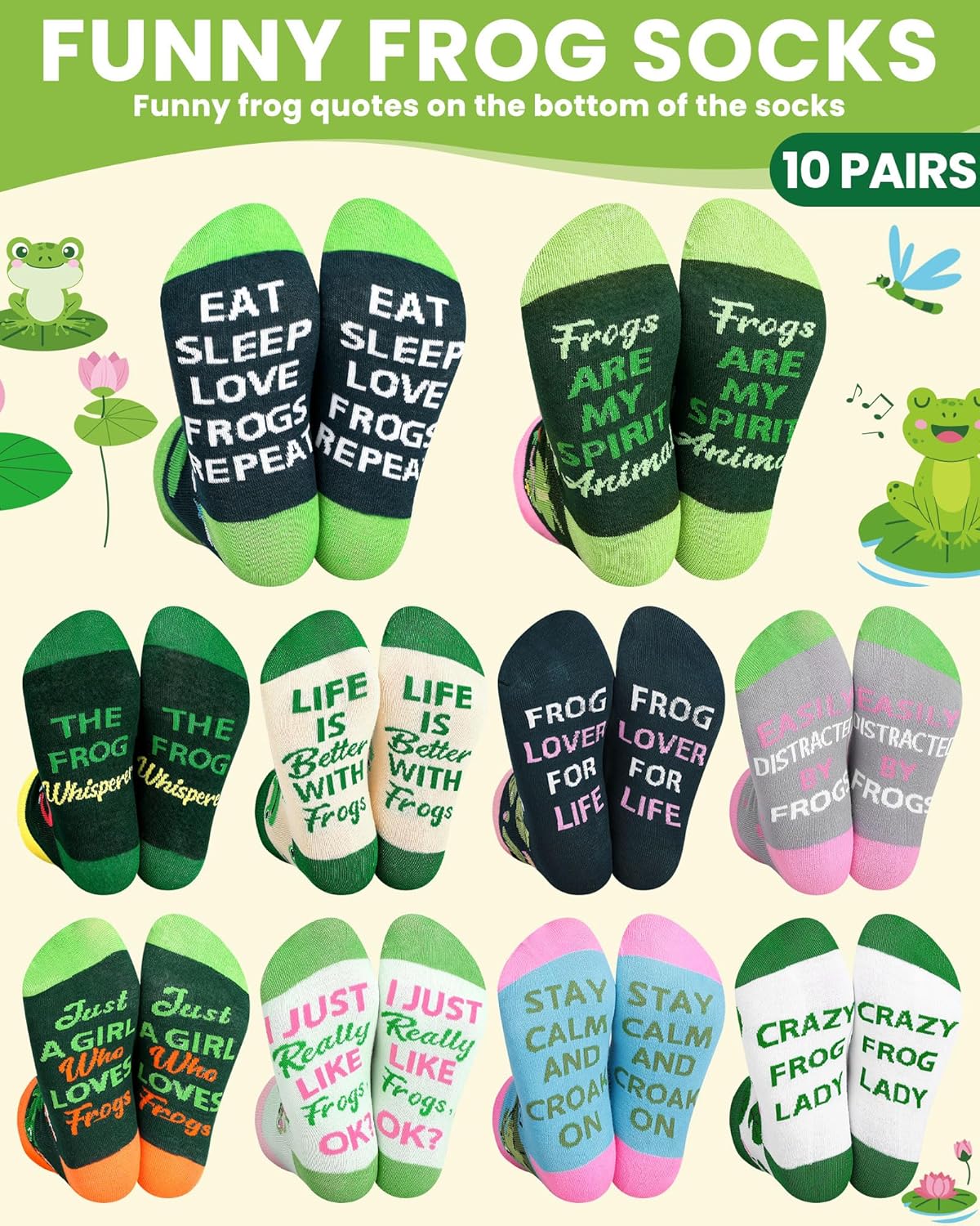 10 Pairs Funny Animals Socks Capybara Goat Pig Frog Chicken Dachshund Socks Animal Lover Gifts - view 3