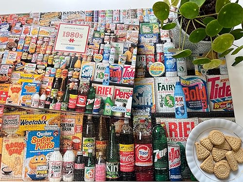 Miniatura 7 de Rompecabezas de 1000 piezas con cesta de la compra de los años 80, rompecabezas sostenible para adultos, tablero 100% reciclado premium, gran regalo