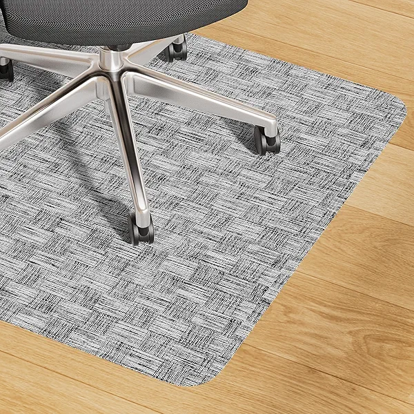 Yecaye Office Chair Mat for Hardwood Floor,30" x 48" Under Computer Desk Floor Protects for Rolling Chair,Non Slip PVC Woven Gaming Chair Mat,Not for Carpet (Lightgrey, 30" x 48")