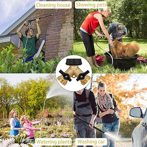 Miniatura 7 de Biswing Paquete de 2 divisores de manguera de jardín de 2 vías, conector de latón resistente, divisor en Y, 2 válvulas con 4 arandelas de goma