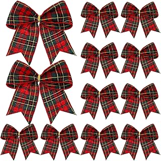Jetec 12 Pcs Christmas Buffalo Plaid Bows Decorations 6 Inch Christmas Check Plaid Bows