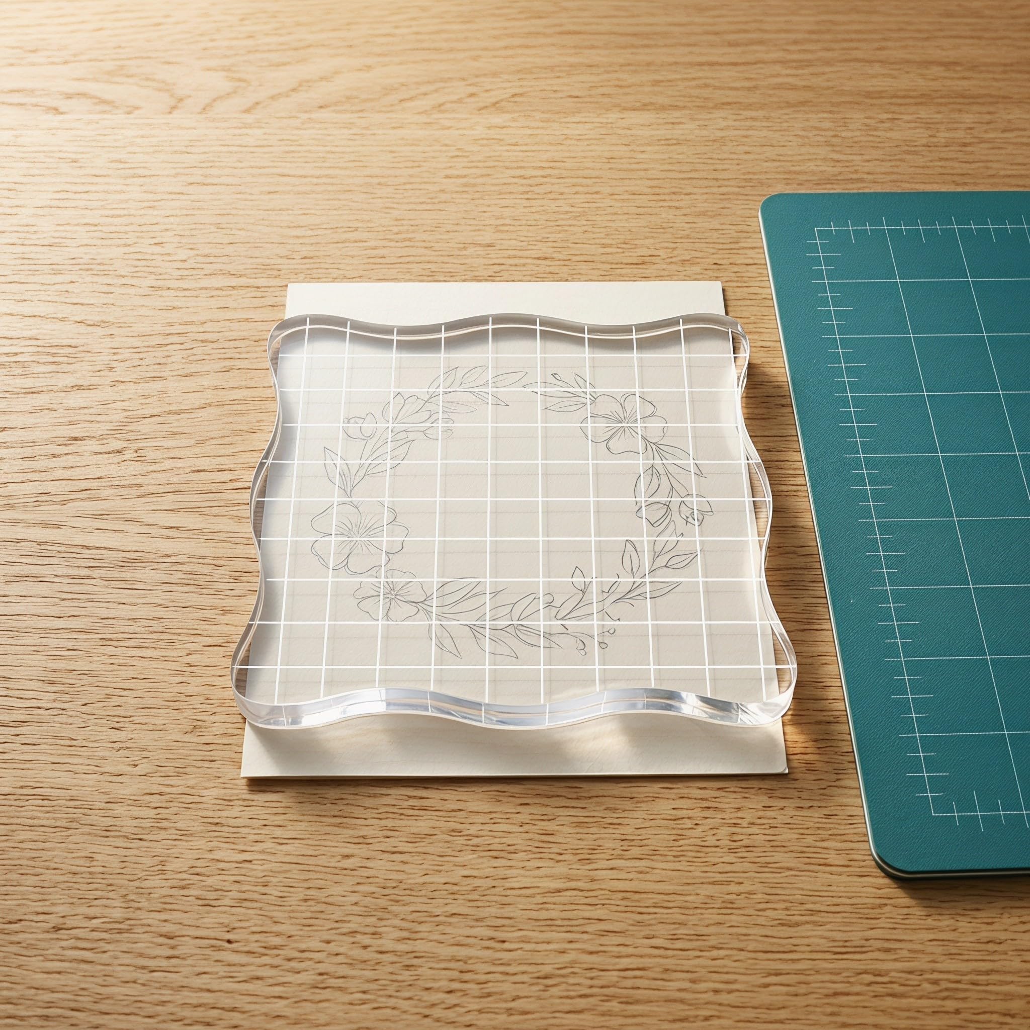 14 Piezas Bloques de Acrílico Transparentes con Bordes Redondeados con Líneas de Rejilla Herramienta de Scrapbooking y Alta Visibilidad para Sellos para Manualidades