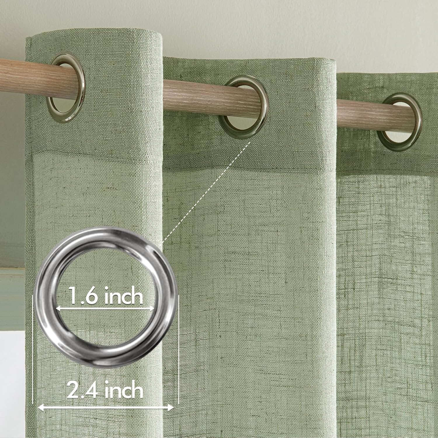 MIULEE Red Linen Curtains 96 Inches Long 2 Panels Set for Bedroom Living Room, Soft Thick Linen Textured Window Drapes Semi Sheer Light Filtering Grommet Burlap Look Christmas Decor