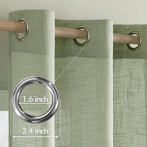 Miniatura 2 de MIULEE Cortinas de lino verde salvia de 84 pulgadas de largo, juego de 2 paneles para dormitorio, sala de estar, cortinas de ventana con textura de