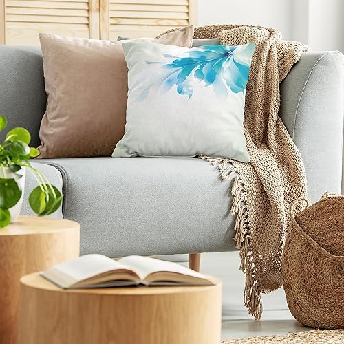 Miniatura 3 de Ambesonne Funda de cojín abstracta para cojín, diseño de flores azules abstractas grandes, ilustraciones de flores degradadas, funda de almohada