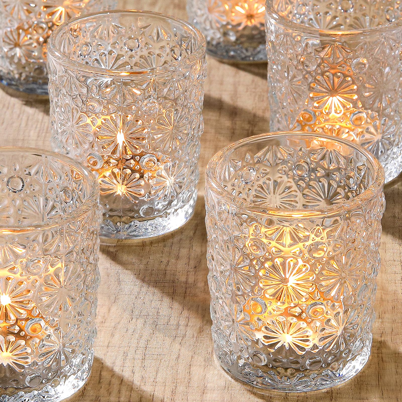 36pcs Clear Votive Telight Candle Holder in Glass for Table Centerpiece, Votive Candle Holders ?for Gift Wedding Table Decor & Christmas Thanksgiving (Clear,36)