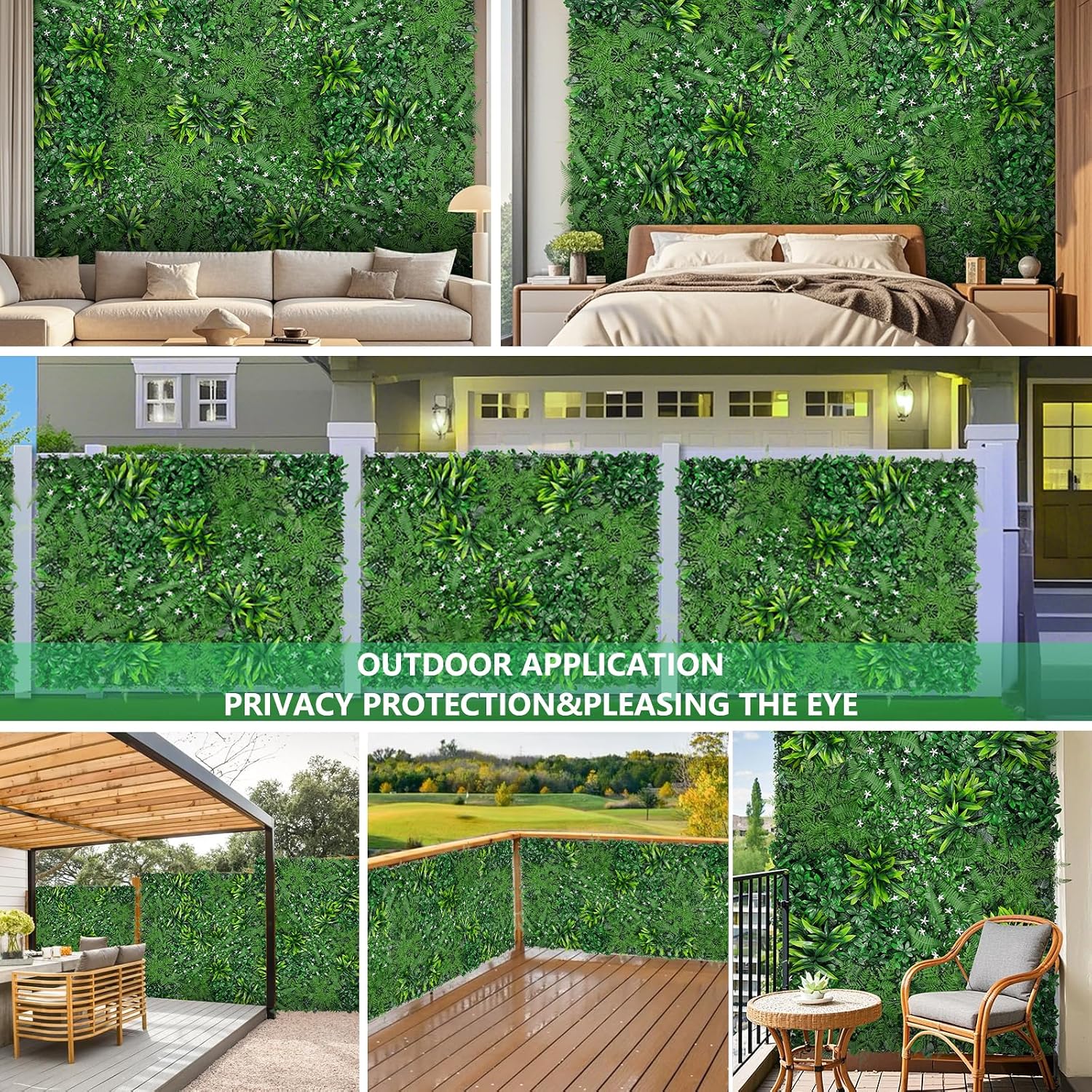 Grooy Grass Wall, Artificial Boxwood Panels 40"x120"(33.33 SQFT), Privacy Hedge Fence Screen with UV Protection, Greenery Backdrop for Indoor Home Wedding Decor and Outdoor Garden Backyard
