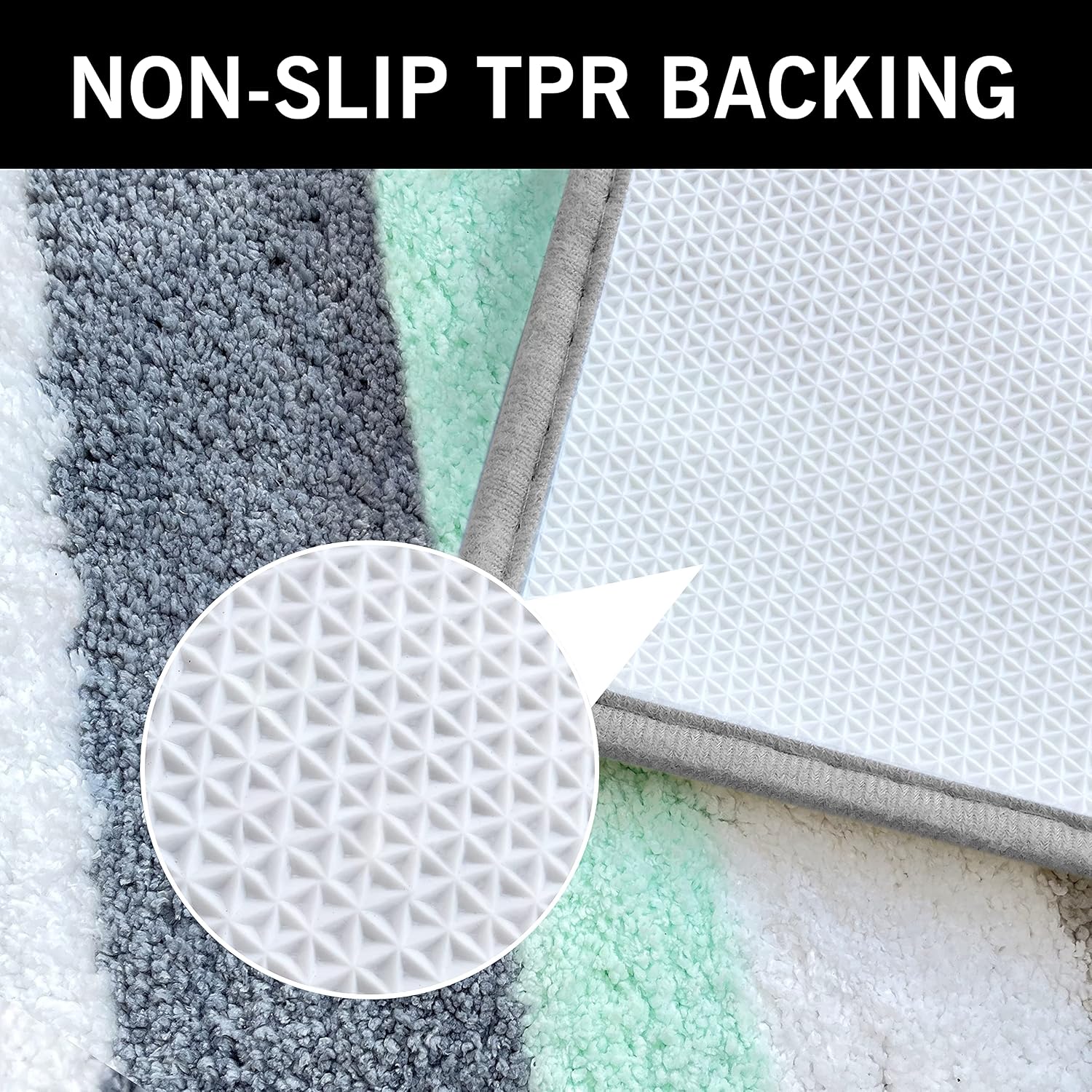 EARTHALL Green Bathroom Rug Mat, 18"x26", Extra Soft Absorbent Premium Bath Rug, Non-Slip Comfortable Bath Mat, Machine Wash Dry, Carpet for Tub, Shower, Bath Room (Green/Grey)