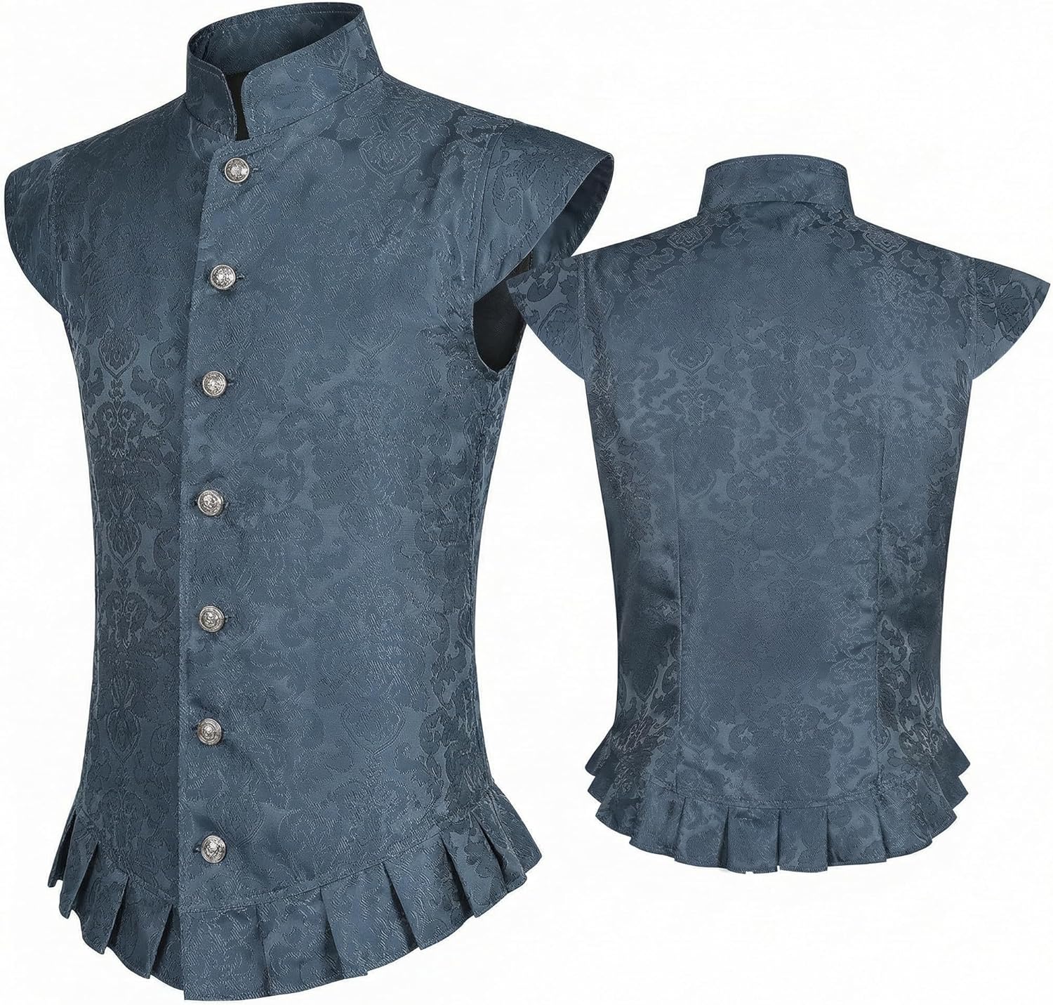 Men’s Medieval Renaissance Vest Gothic Victorian Pirate Waistcoat Floral Embroidered Tudor Jerkin Noble Costume