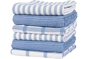KAF Home Light Blue Terry Kitchen Towels (18" x 28", 6 Pack)