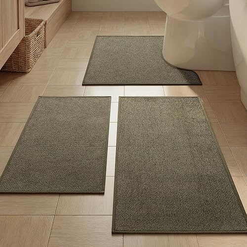 Miniatura 18 de YIHOUSE Tapete de baño antideslizante, absorbente, de secado rápido, para el suelo del baño, delgado, para debajo de la puerta, lavable de pelo bajo