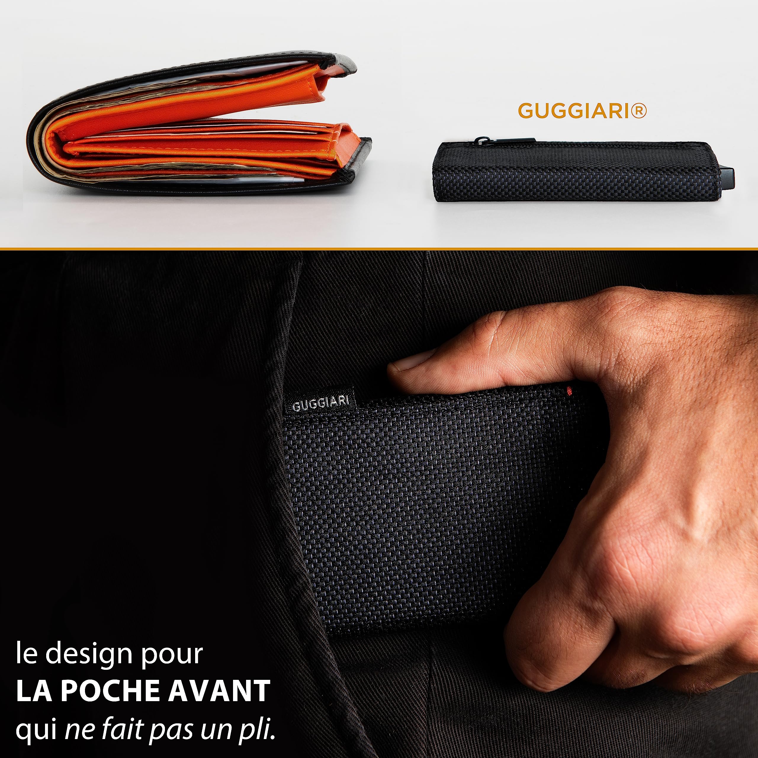 GUGGIARI® Porte Carte - Porte Carte Bancaire avec Poche pour Monnaie et Poche à Rabat avec Fermeture Magnétique - Portefeuilles Pop-up avec Blocage RFID - Porte Cartes Mince pour Homme et Femme