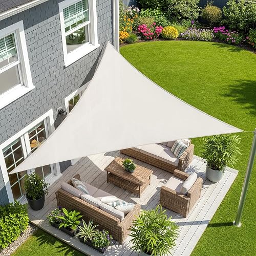 Sunnylaxx 4x4x4m Crème Voile d’ombrage Triangulaire, Toil…