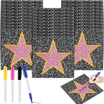 Chivao 26 Sheets Movie Star Sticker Movie Night Party Decorations Red Carpet Stickers Stars of Fame Decor Kit with 4 Black Marker for Theater Props Birthday Party Decorations