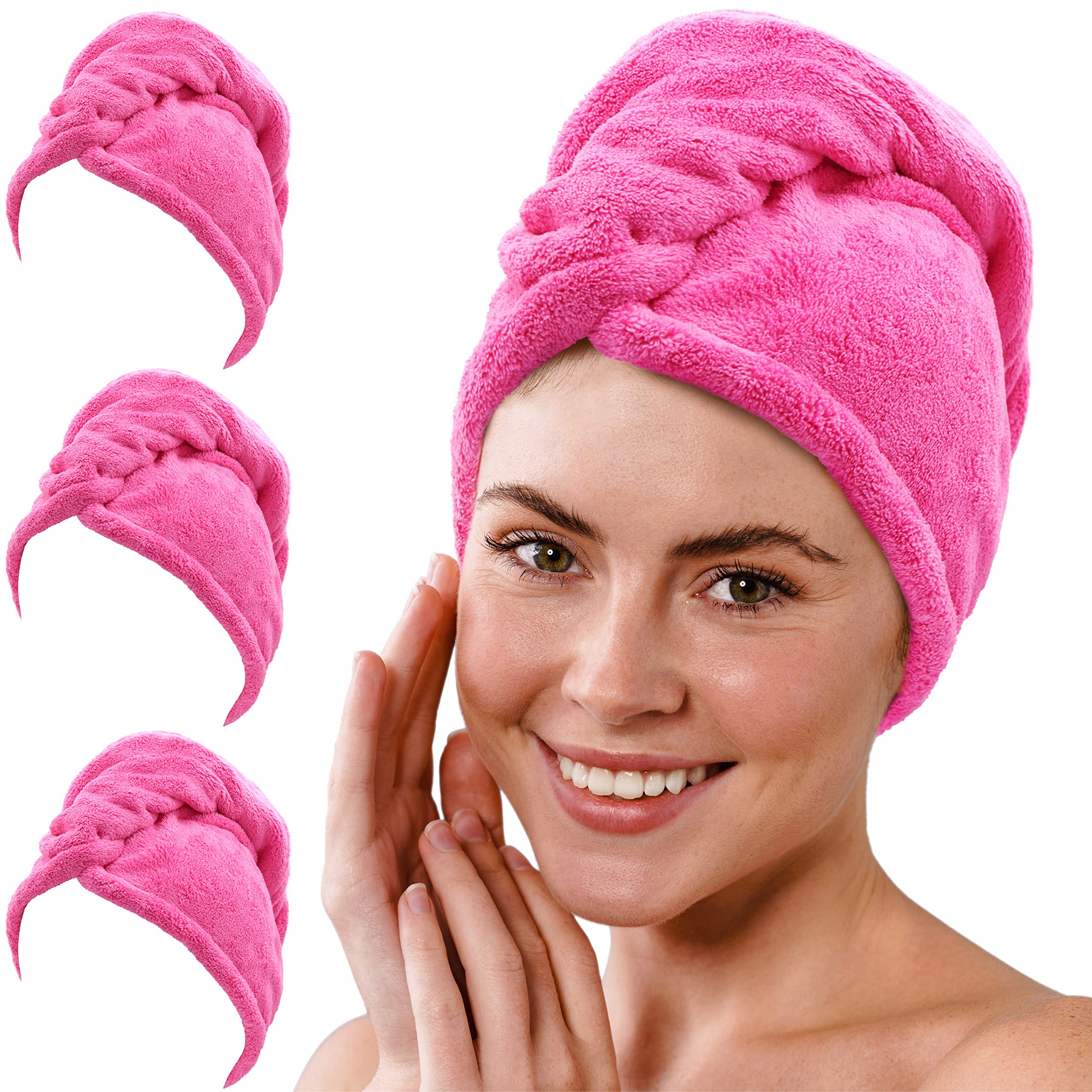 4 Stuks Microvezel Haartulbanden - Super Absorberend & Sneldrogend Met Knoop (Roze, Grijs, Lichtblauw, Paars)