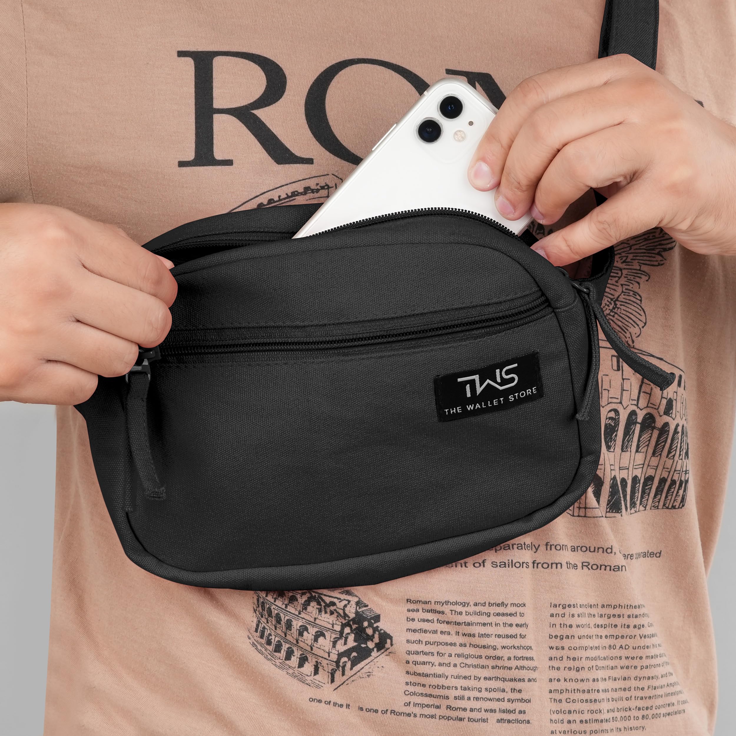 The Wallet Store Urban Trek Canvas Fanny Bag - Black