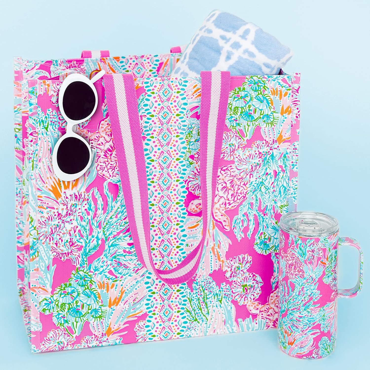 Lilly Pulitzer Market Shopper Bag, Reusable Grocery Tote, Shoulder Bag for Produce or Travel | for Produce, for Travel - Image 4