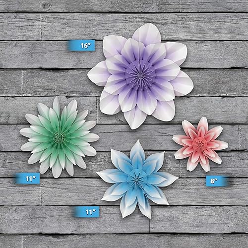 Miniatura 5 de Teacher Created Resources Flores de papel de flores florales prefabricadas para fondos de fotos de fiestas, paredes de aulas, duchas y celebraciones