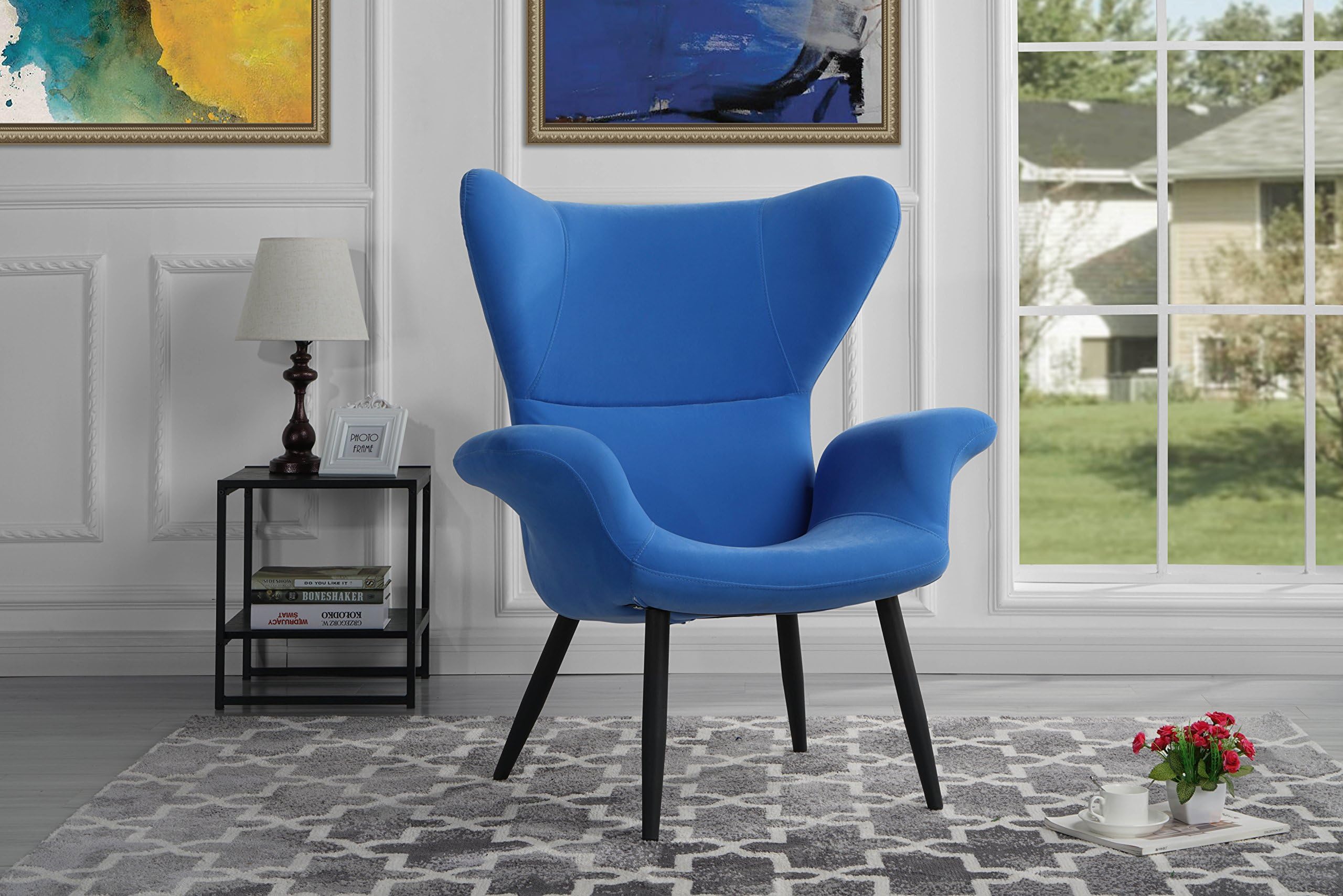 Modern Velvet Accent Chair (Sky Blue)