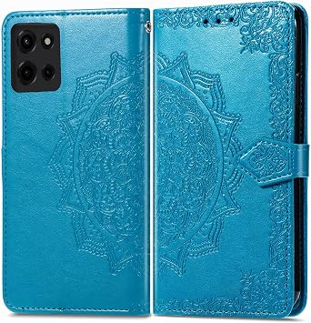 Wallet Case for Moto G Power 5G 2025 Case Leather Flip Folio Magnetic Shockproof Protective Cover with Card Slots and Lanyard Cover for Moto G Power 5G 2025. Mandala Blue