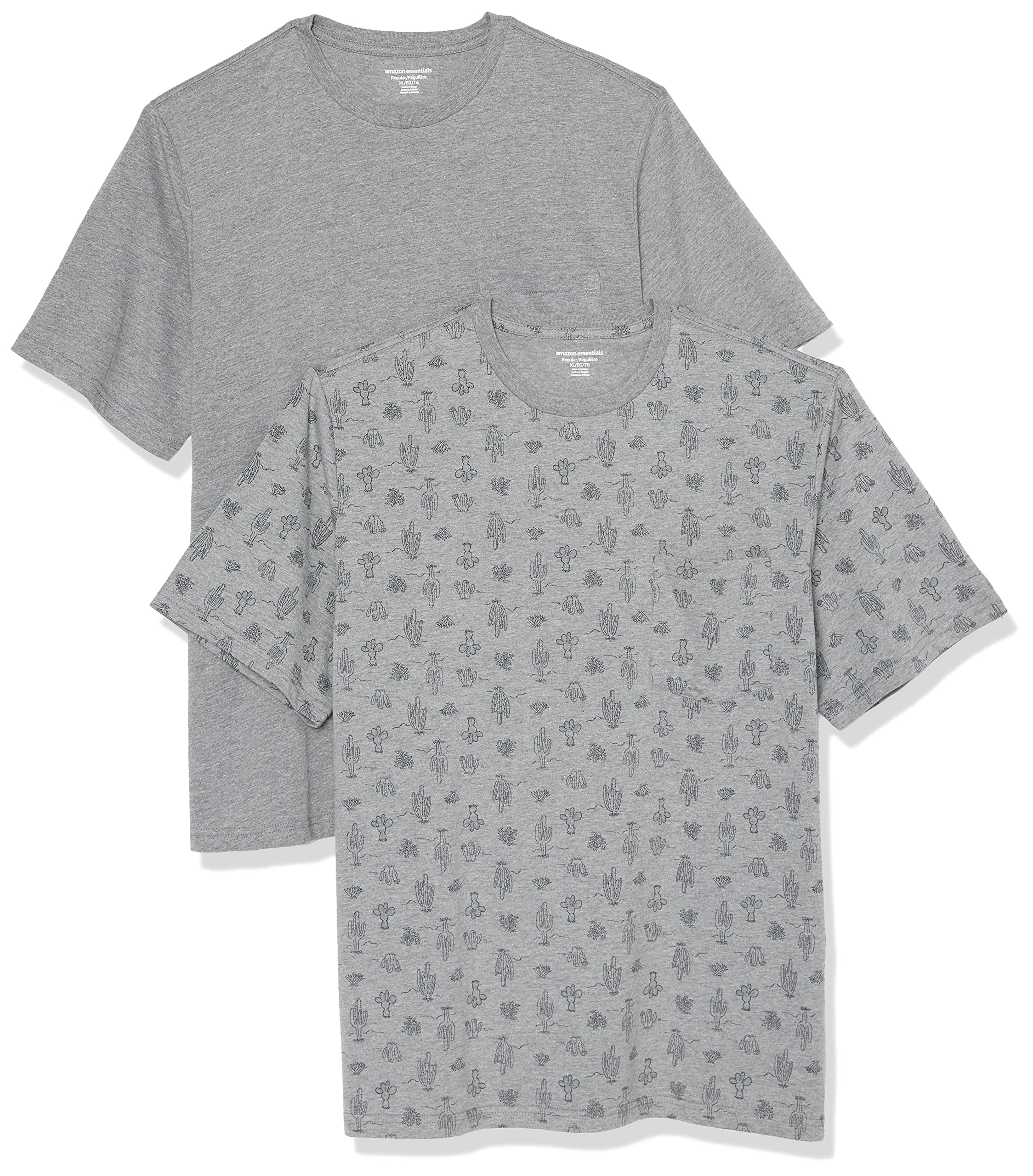 Amazon Essentials Herren Kurzärmeliges T-Shirt mit Rundhalsausschnitt und Tasche