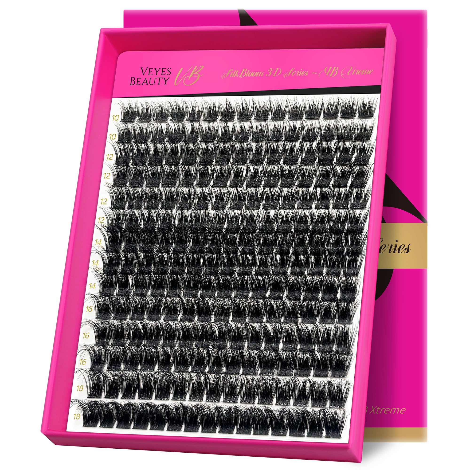 VEYESBEAUTY Wimpern Extensions 3D-Schichtwimpern Lash Extension Wimpernverlängerung Künstliche Wimpern (Xtreme, 10-18mm)