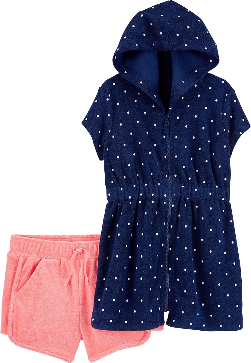 Pareo con capucha y pantalones cortos para niñas