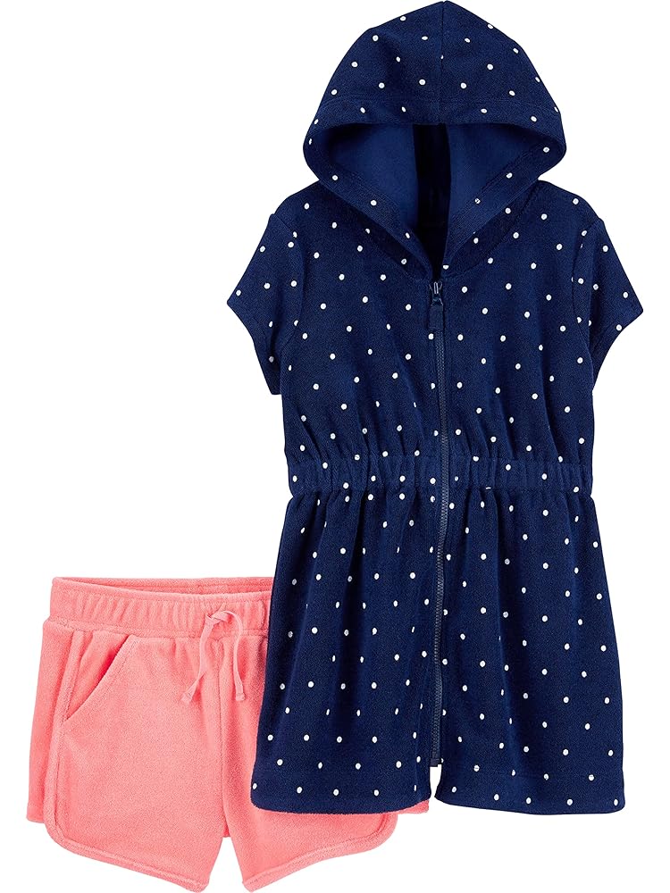 Set Copricostume Bambina Carter's - 2 Pezzi Con Cappuccio E Shorts, Cotone Morbido - Foto 3