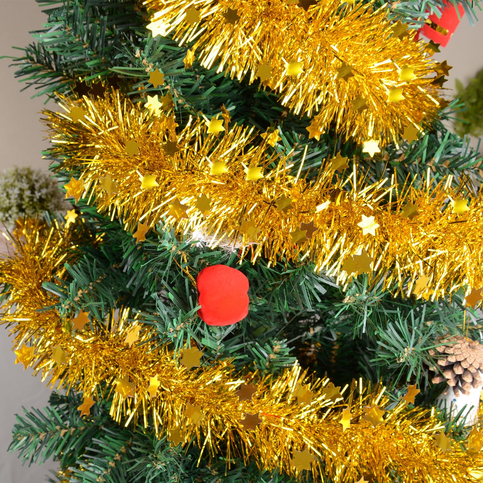 6 Ghirlande Natalizie Orpelli Scintillanti Oro - Festoni 2 Metri Per Albero Di Natale E Decorazioni