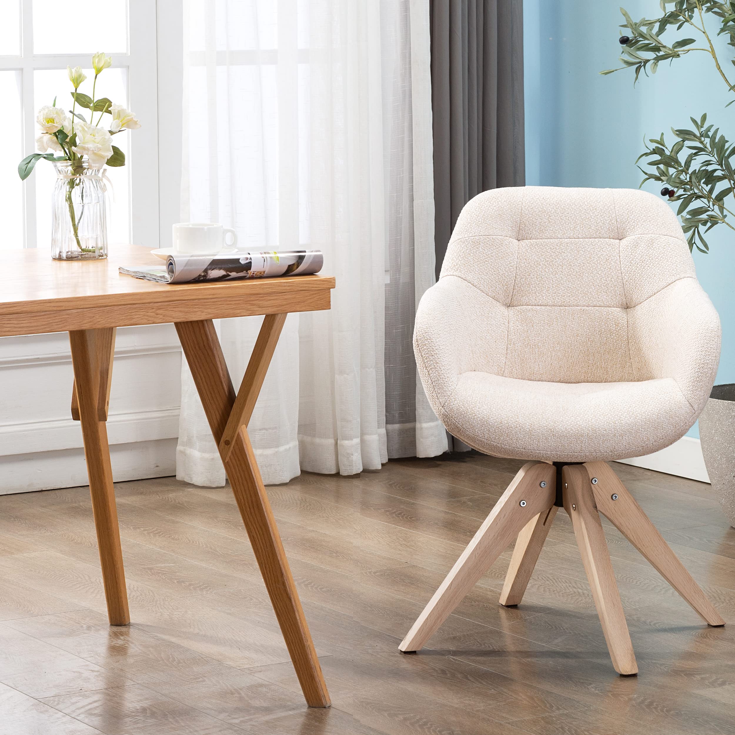 Buy KINWELL Swivel Armchair Fabric Accent Chair Dining Chair, Desk