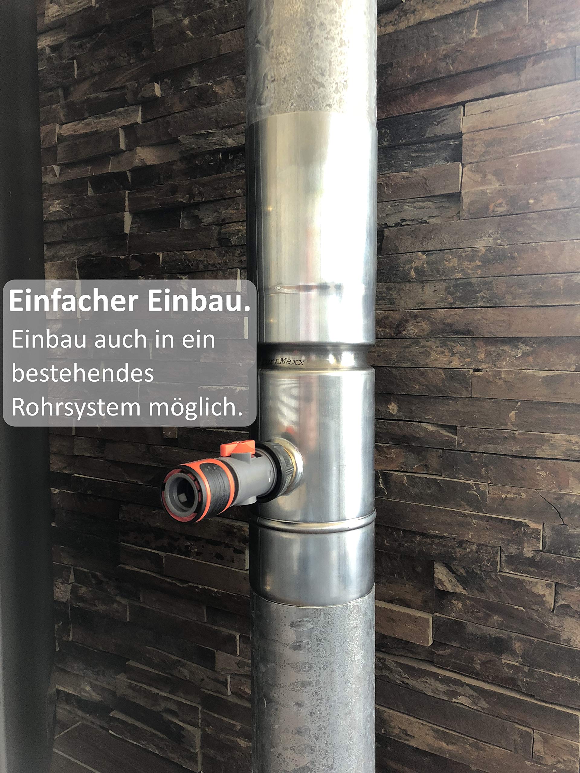 Fallrohr Regensammler von CurtMaxx [Zink] | Regenwassersammler mit Anschluss für Gartenschlauch (Zink, Ø 100)