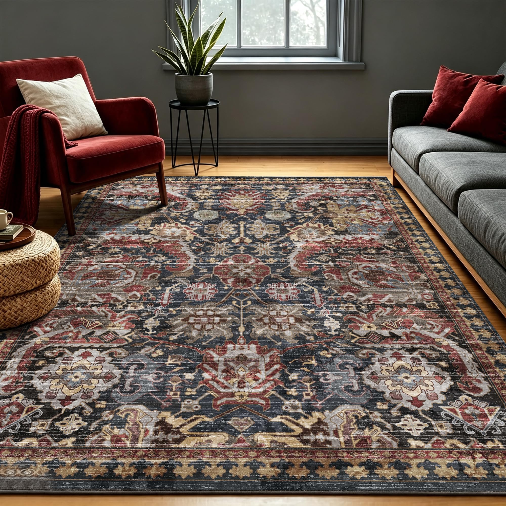 Photo 1 of RUGSURE Washable Area Rug - Rust, 5' x 7'