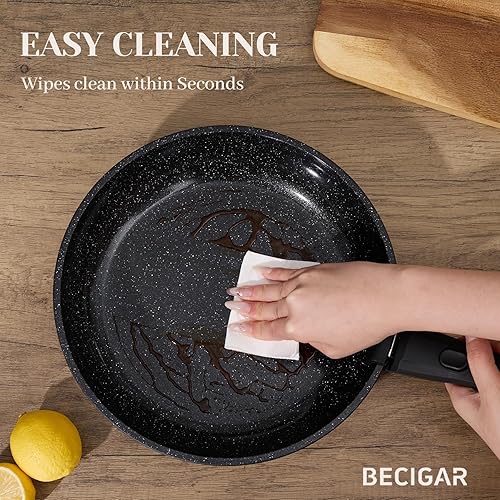 Miniatura 5 de 21PCS ceramic cookware set,Nonstick ceramic pan, Removable Handle pots and pans set, Stackable Pan Set, Nonstick Pots and Pans Set Non Stick(Black)