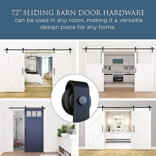 Miniatura 4 de National Hardware N700-003 - Kit clásico para puerta corrediza interior de granero, de dos piezas, 72 pulgadas, negro mate