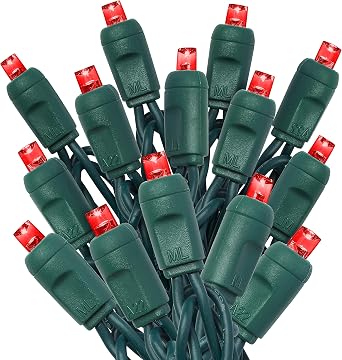 HLO Lighting 5mm Red LED Christmas Lights | Wide Angle LED Mini Christmas Lights for Indoor and Outdoor Use | 70 Bulbs