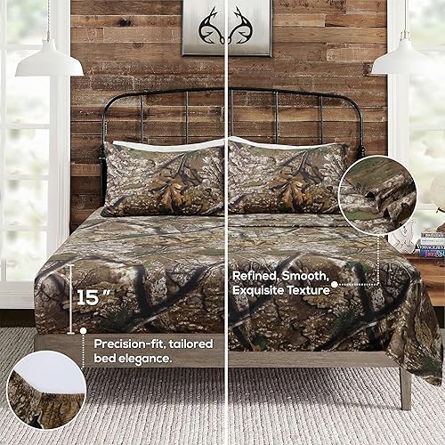 Miniatura 10 de VISI-ONE Realtree Max-5 King Camo - Juego de sábanas de 4 piezas, ligeras, refrescantes, de microfibra sin arrugas, con bolsillos profundos de 15
