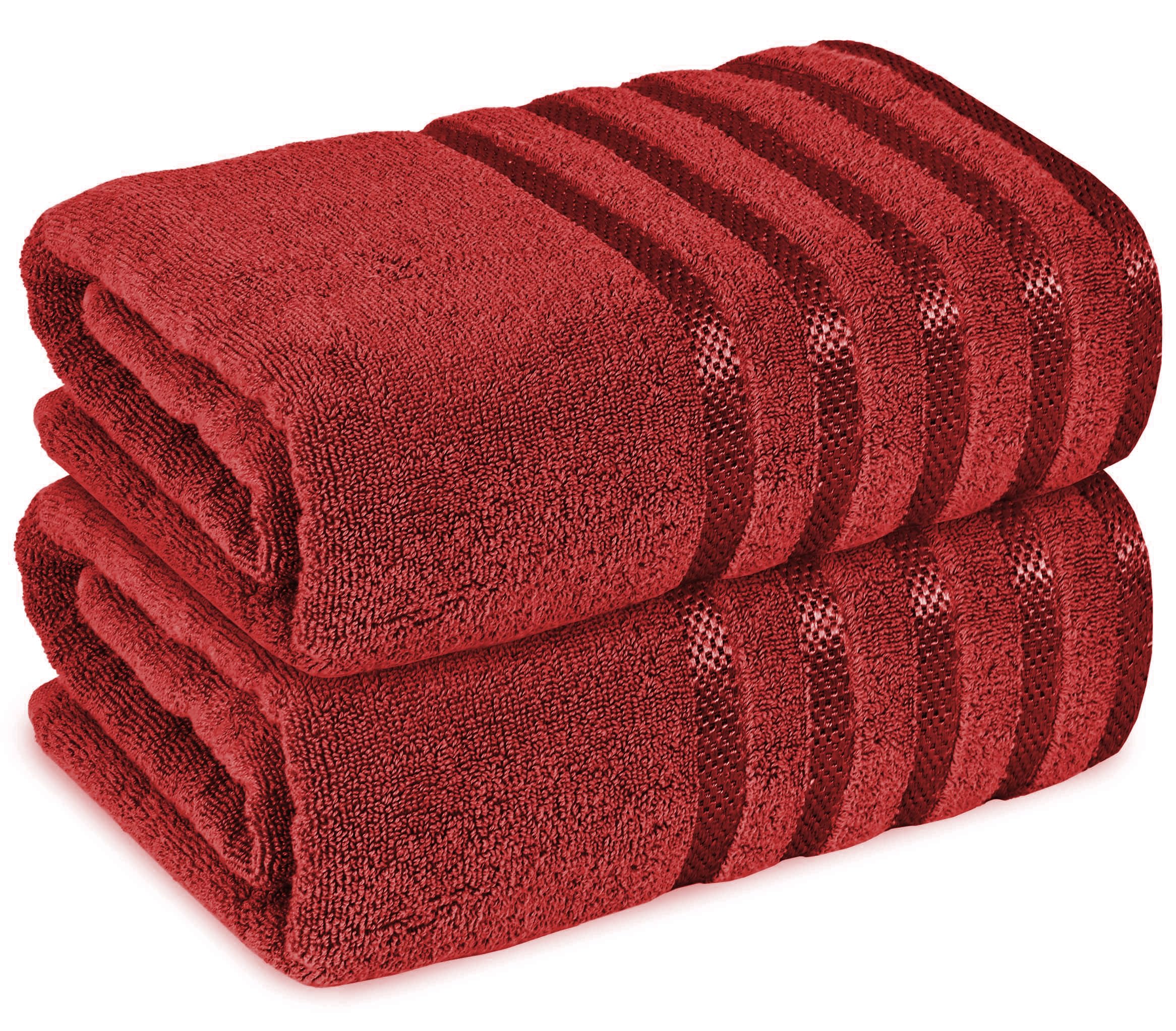 Weave Essentials Viscose Bath Sheets - 2pc (90x180cm) 100% Cotton Bath Sheet Set, Ultimate Comfort & Eco-Friendly, Machine Washable, Premium Highly Absorbent Quick Dry Bath Sheet | Red