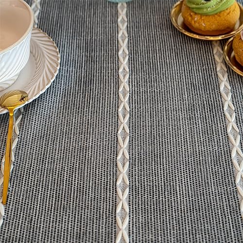 Miniatura 4 de Manteles cuadrados pequeños rústicos de lino sin arrugas, lavable, mantel bordado de granja para interiores y exteriores, mesa de café, mesa de té,