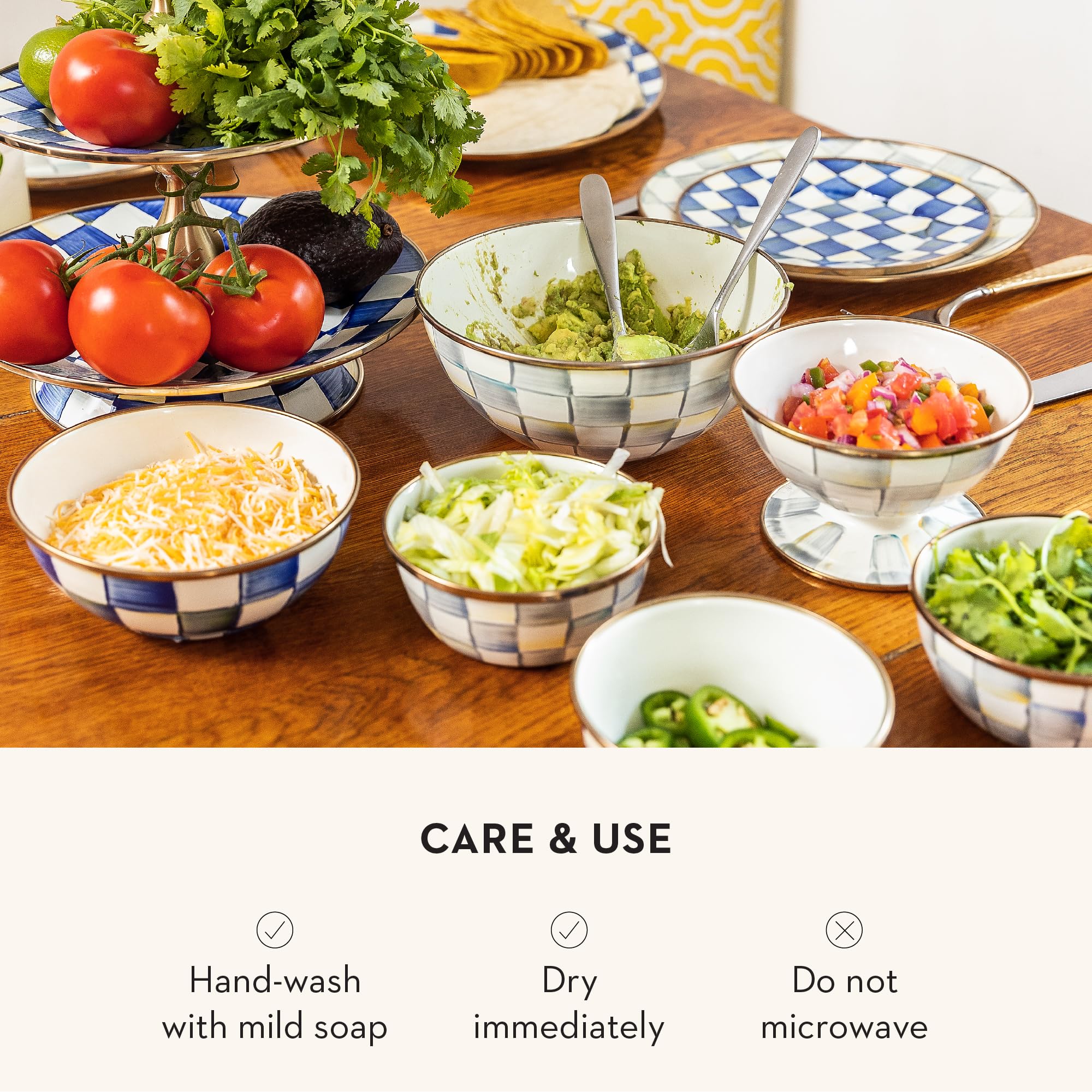 Amazon.com: MACKENZIE-CHILDS Enamel Mixing Bowl Set, Small 5-Cup