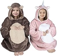 Vista 17 de Catalonia Blanket Hoodie for Kids, Oversized Wearable Sherpa Sweatshirt Pullover for Teens Youth, Gift Idea