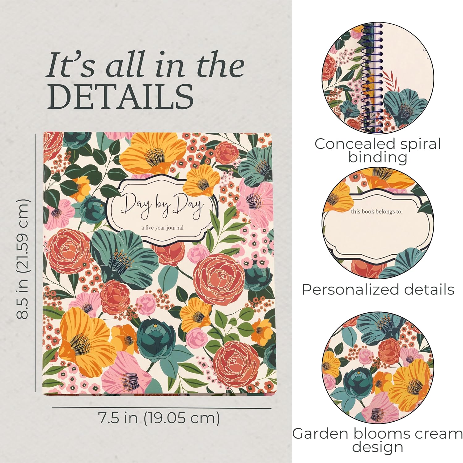 Steel Mill & Co. 5 Year Journal, Garden Blooms Cream image 4