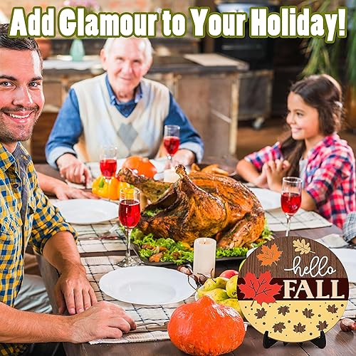 Miniatura 4 de Letrero de madera con soporte, decoración del hogar de otoño de bienvenida, centros de mesa de Acción de Gracias, suministros de decoración