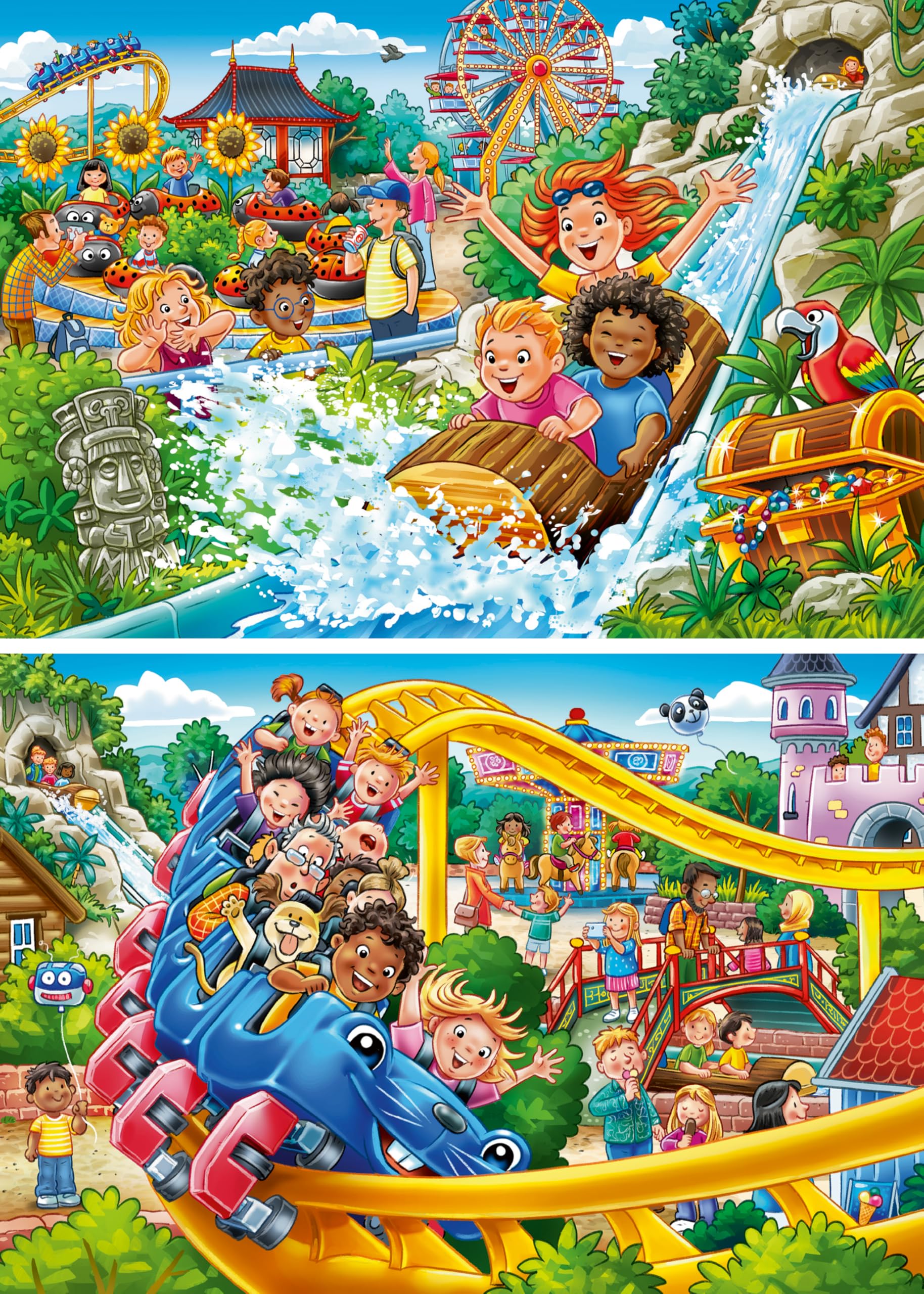 Ravensburger Amusement Park Fun Jigsaw Puzzle for Kids Age 4+ - 2 x 24 Piece Children’s Puzzles with Colourful Theme Park & Fairground Scenes