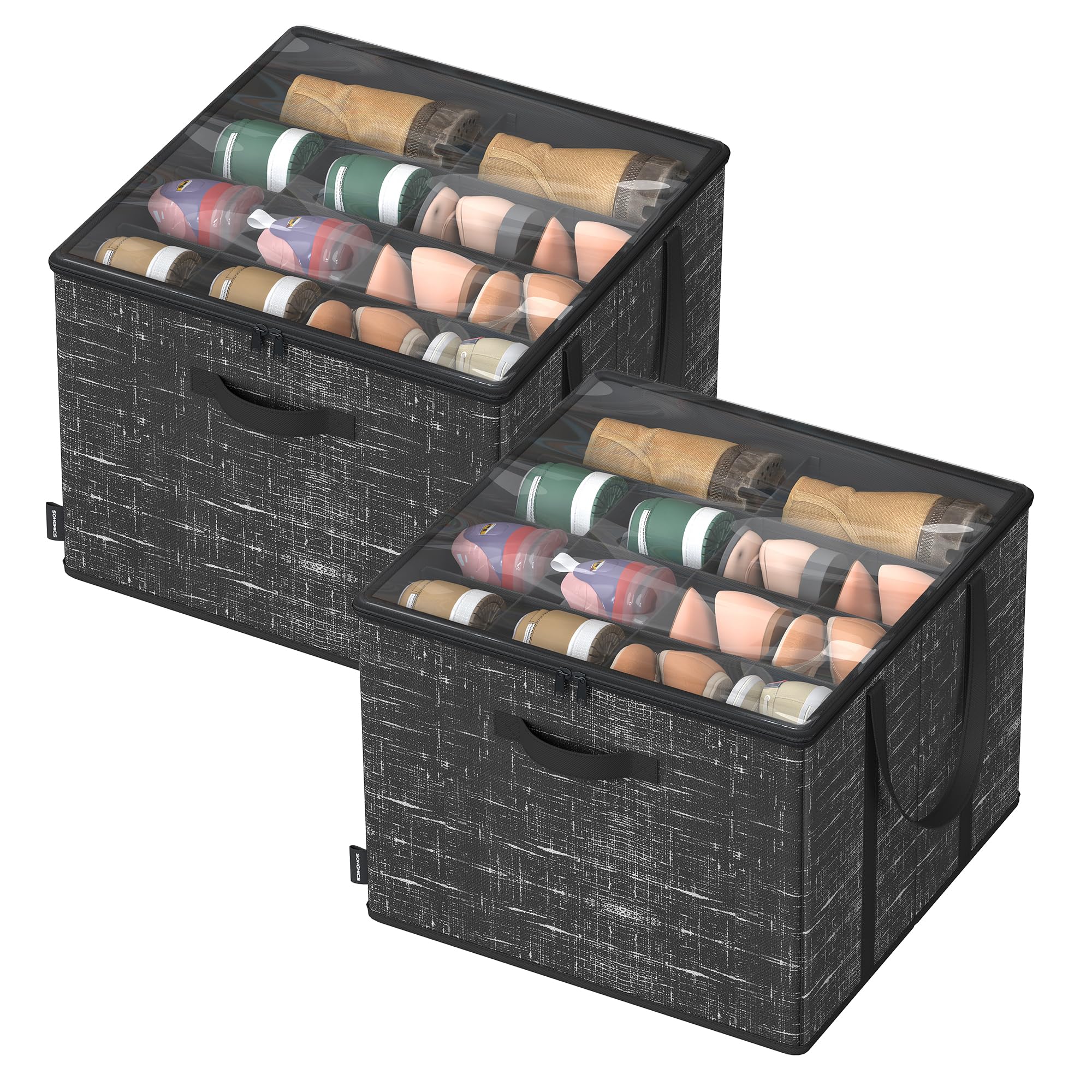 SONGMICS 2-Pack Shoe Organizers, Closet Storage – Ink Black