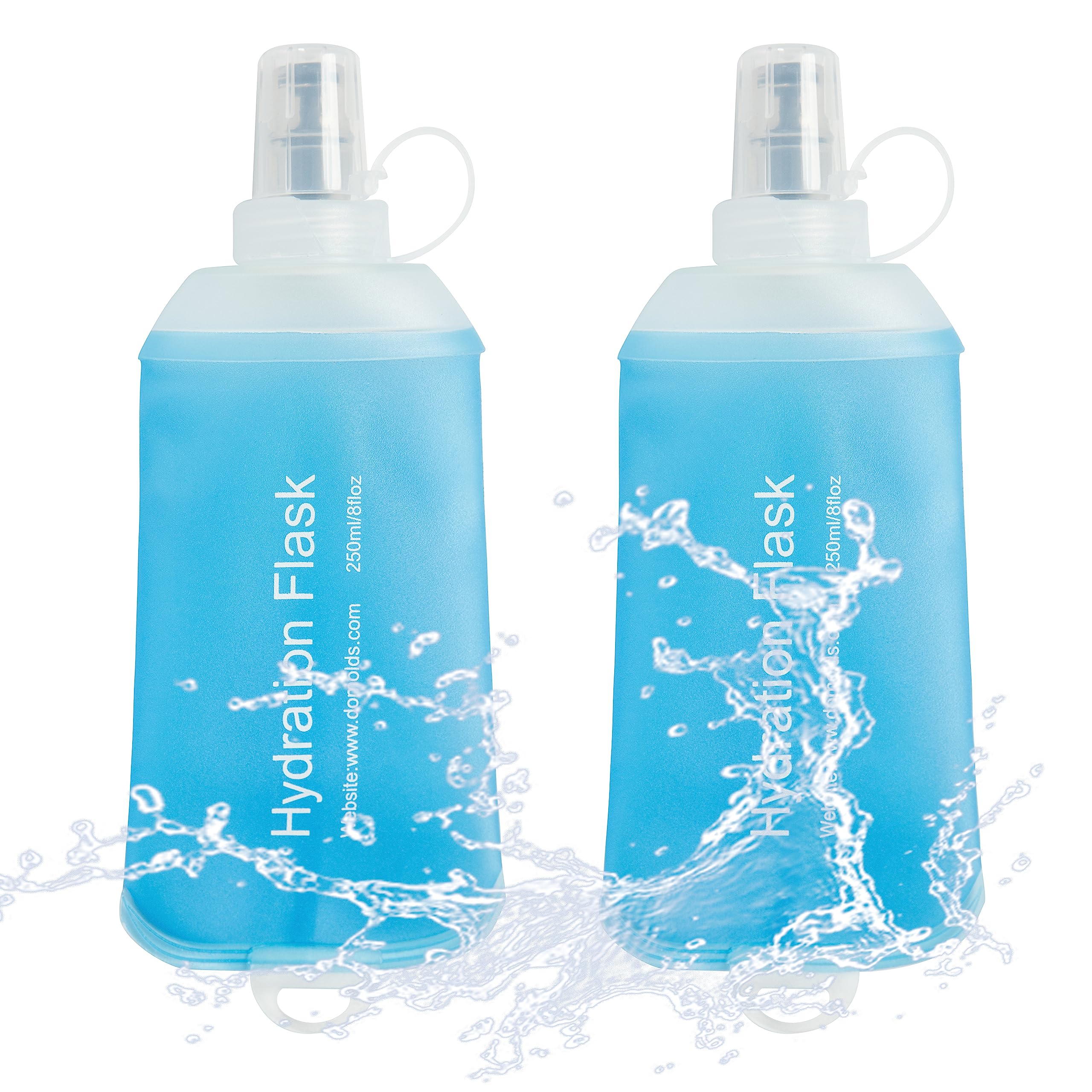 Photo 1 of **PARTIAL SET/ ONLY1** J.CARP 2Pcs 250ml Soft Flask Running Water Bottles, TPU Foldable Running Hydration Flask for Hydration Pack Cycling Hiking Climbing Outdoors Motorbike