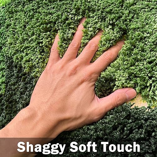 Miniatura 6 de Alfombra de césped 3D de musgo 3D de 3 x 5 pies, alfombra de césped antideslizante para interiores, alfombra de baño ultra suave y lavable para