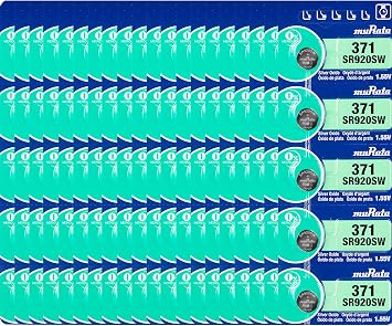 Murata 371 Battery SR920SW 1.55V Silver Oxide Watch Button Cell 100 Batteries