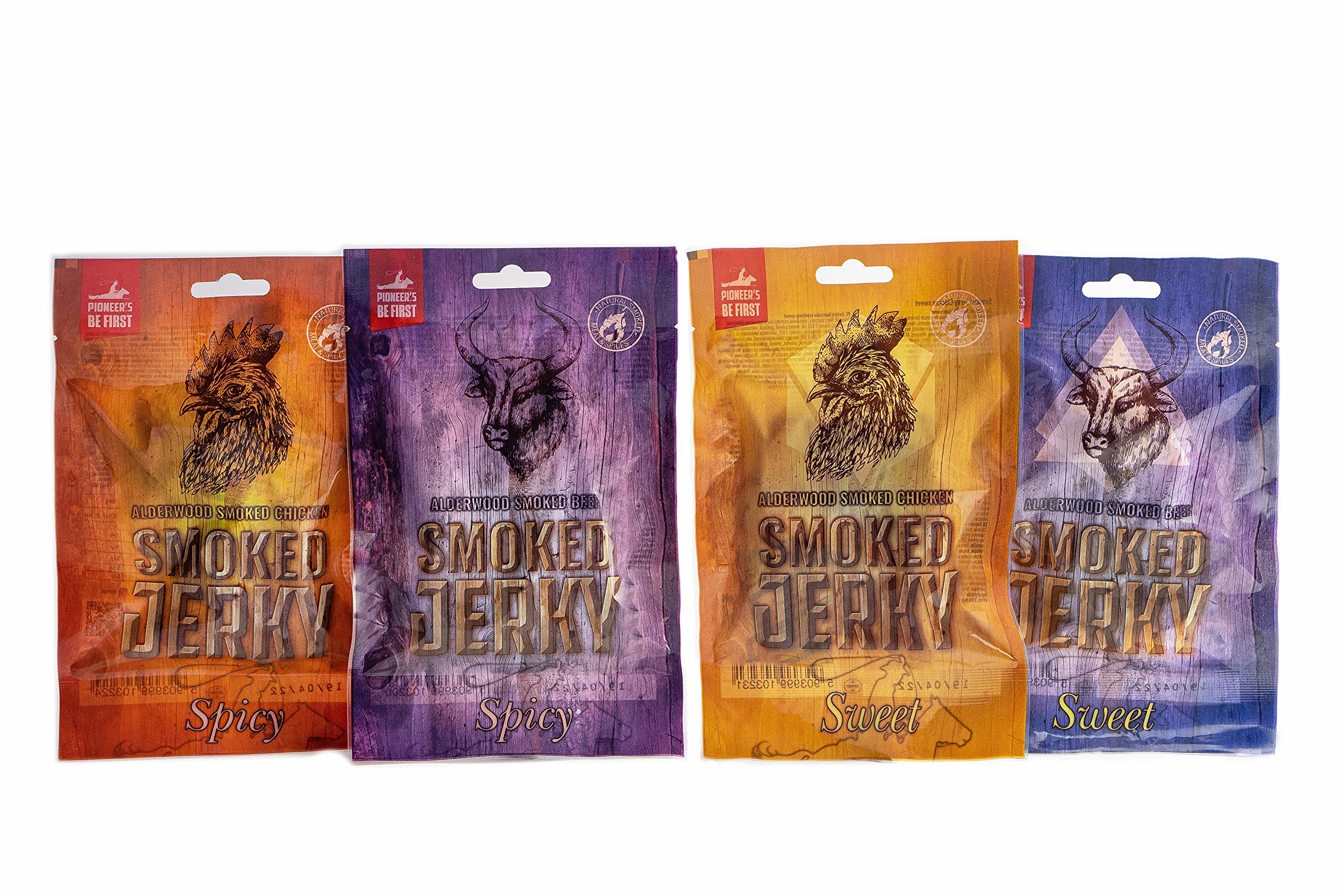 NEW BEER SNACK - Sweet Beef & Chicken Jerky Steak Mix - Protein Snack di carne secca - Manzo e pollo di alta qualità - Vettovaglie secche affumicate - Spuntino piccante, dolce e salato - 12x50 g