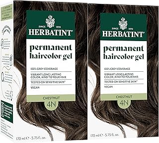 Herbatint Permanent Hair Dye - 4N Chestnut - For Up To 100% Gray Coverage of Resistant Gray Hair - Ammonia-Free, Alcohol-Free & Vegan - Salon Influenced Hair color 5.75 fl oz (2 Pack)