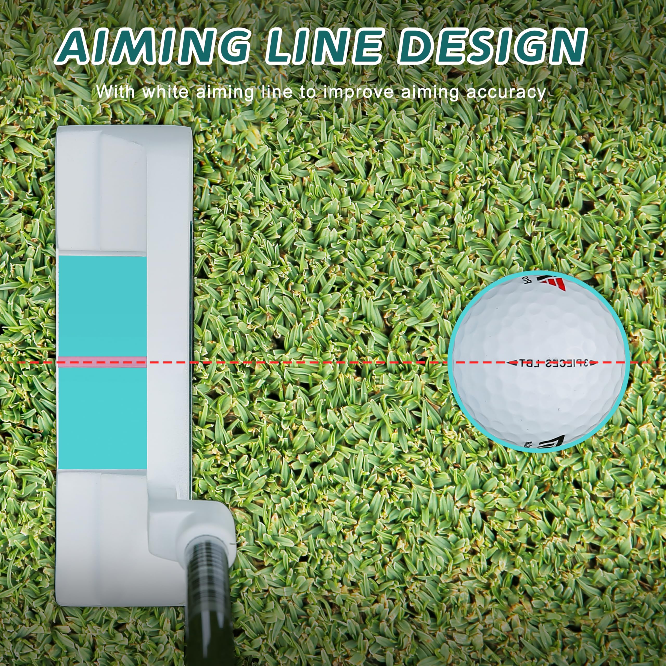 'PGM Oversea Golf Putter - Putters for Men Right Handed & Left Handed - Blade Putter for Straighter Putts - [Length:33''-34''-35'']'